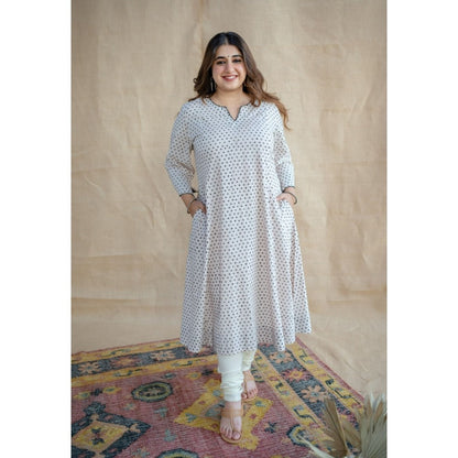The Indian Ethnic Co. Chaitra Cotton Kali Hand Printed Kurta