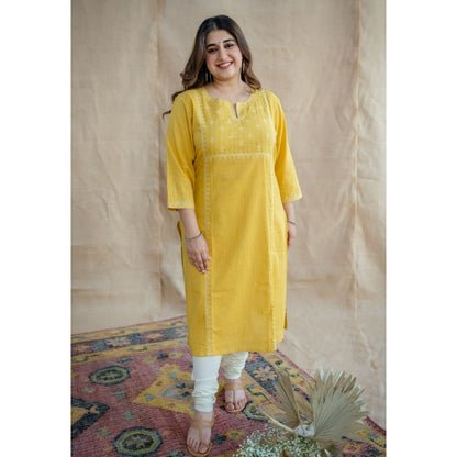 The Indian Ethnic Co. Drishya Slub Cotton Hand Embroidered Kurta