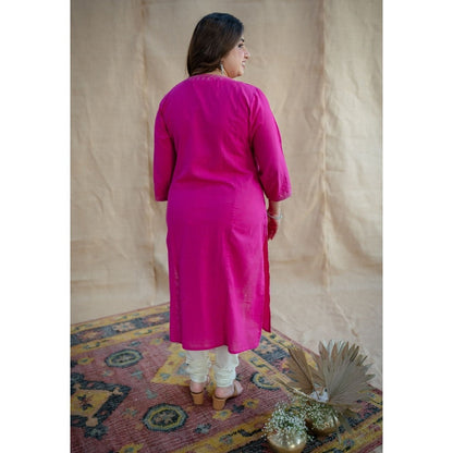 The Indian Ethnic Co. Drishya Slub Cotton Hand Embroidered Kurta