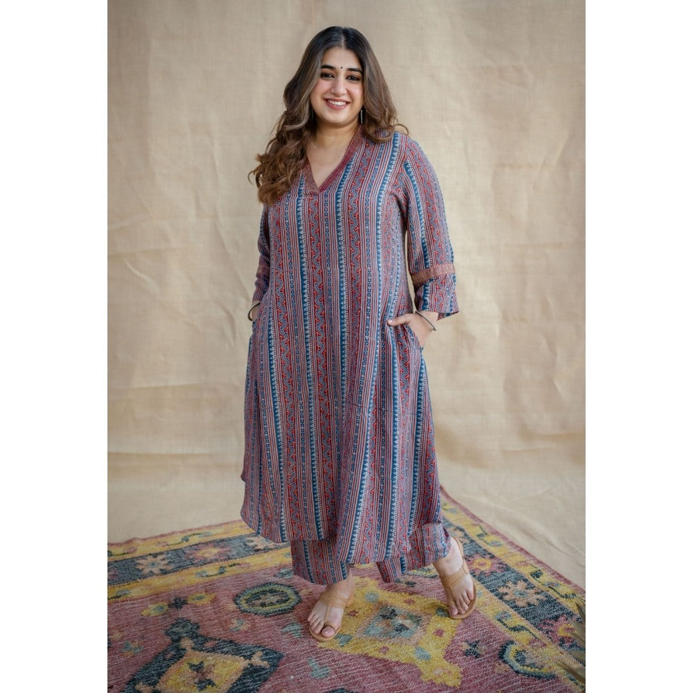 The Indian Ethnic Co. Eesha Modal Tissue Ajrakh Co-Ord Set (Set of 2)