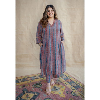 The Indian Ethnic Co. Eesha Modal Tissue Ajrakh Co-Ord Set (Set of 2)