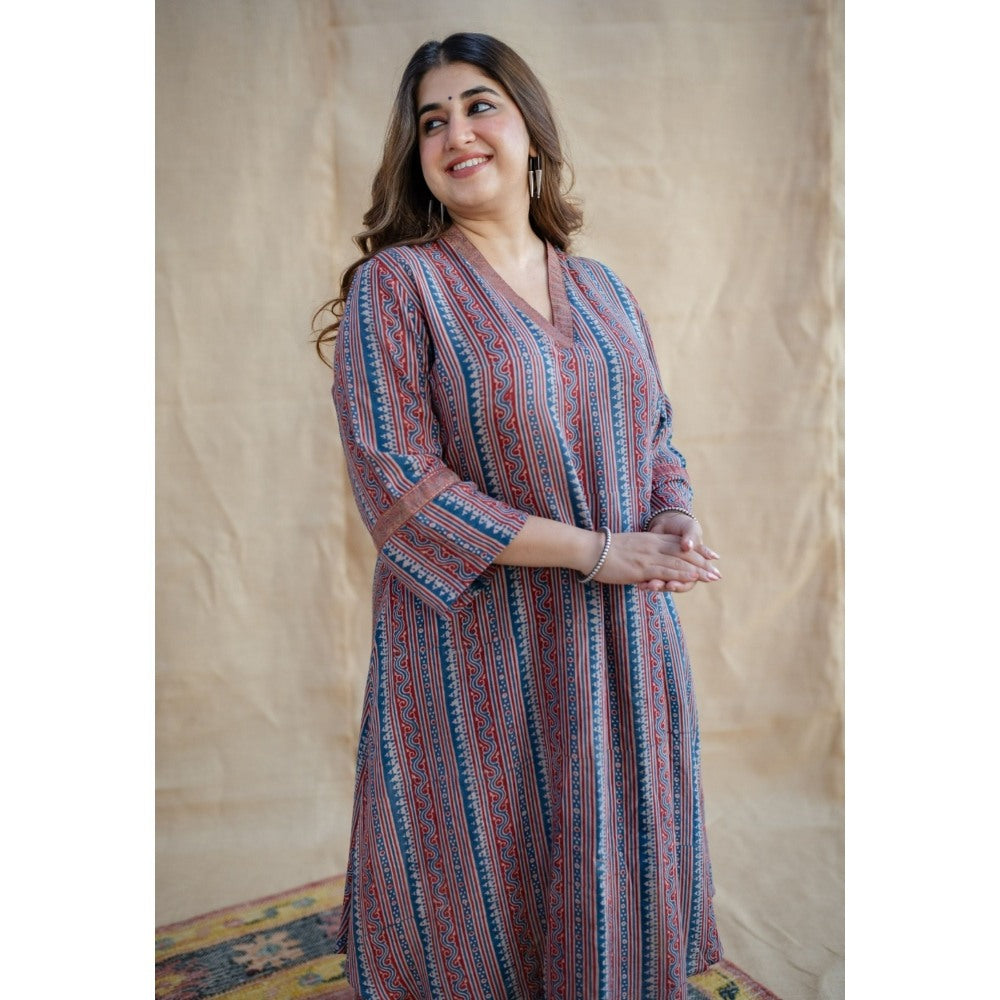 The Indian Ethnic Co. Eesha Modal Tissue Ajrakh Co-Ord Set (Set of 2)