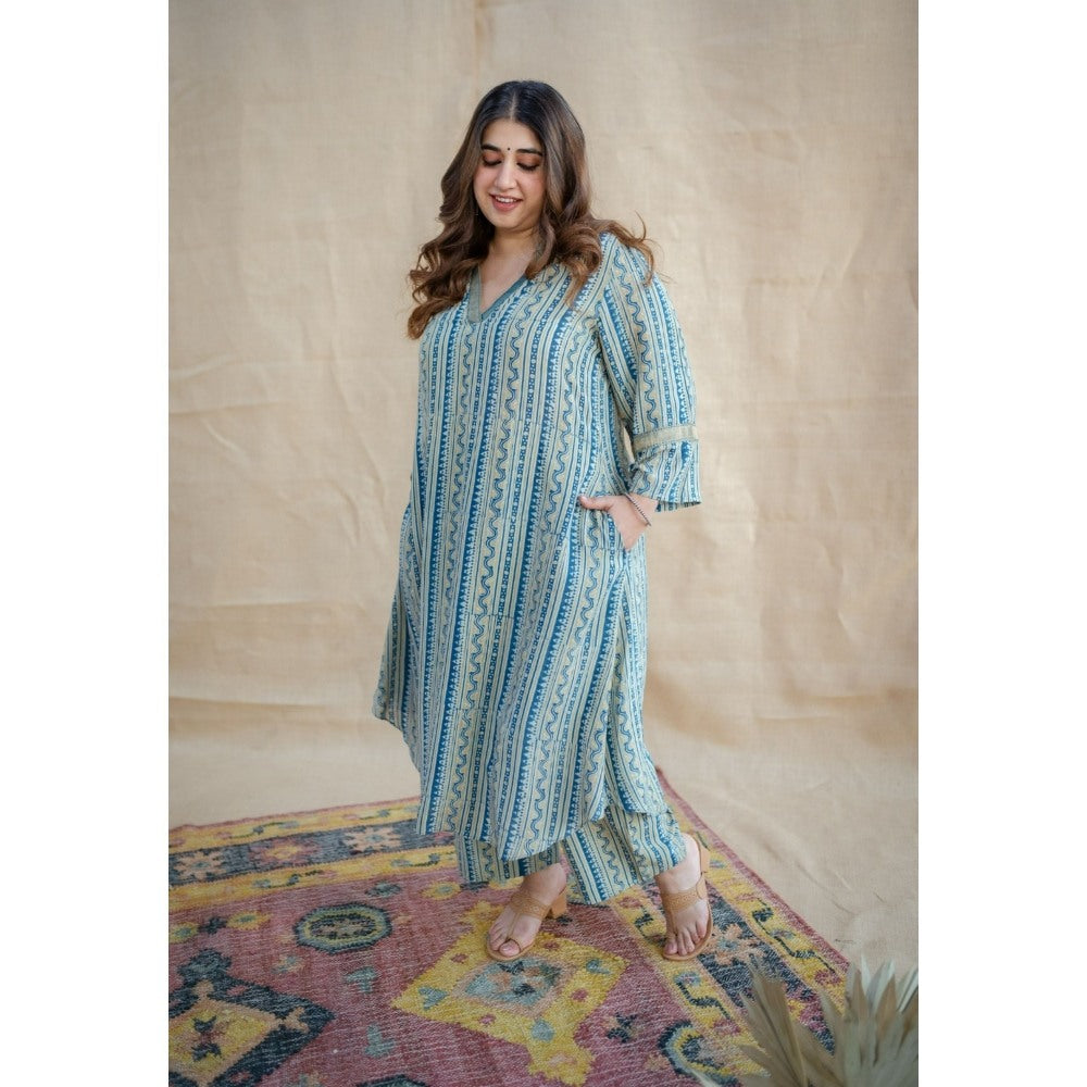 The Indian Ethnic Co. Krishvi Modal Tissue Ajrakh Co-Ord Set (Set of 2)