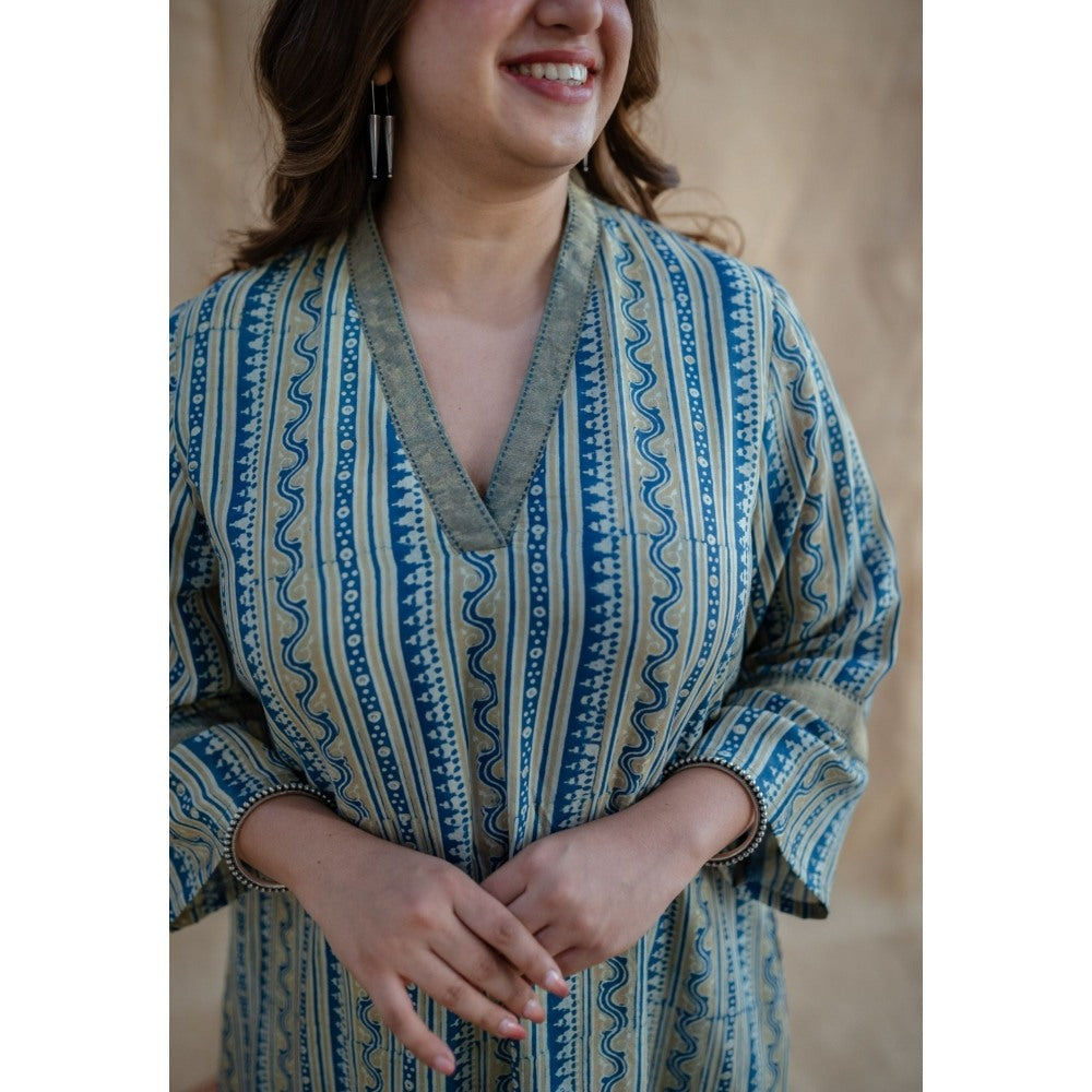 The Indian Ethnic Co. Krishvi Modal Tissue Ajrakh Co-Ord Set (Set of 2)