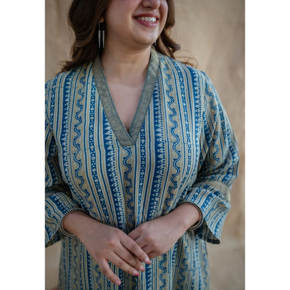 The Indian Ethnic Co. Krishvi Modal Tissue Ajrakh Co-Ord Set (Set of 2)