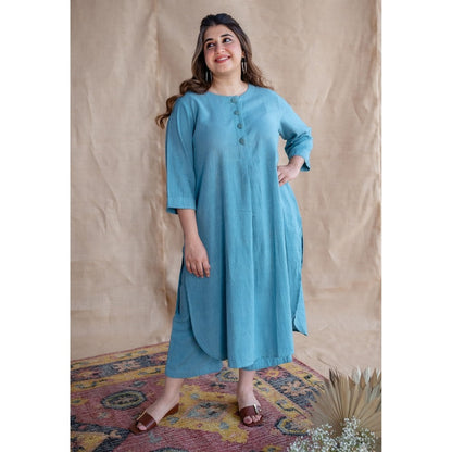 The Indian Ethnic Co. Blue Kala Cotton Kurta and Co-Ords Set