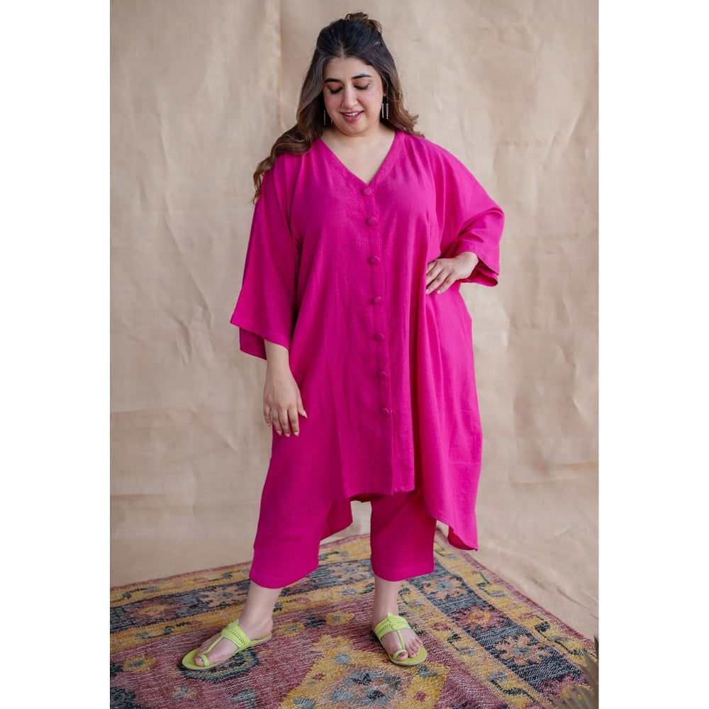 The Indian Ethnic Co. Pink Kala Cotton Kurta and Co-Ords Set