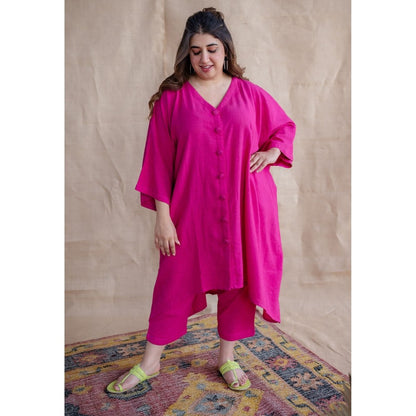 The Indian Ethnic Co. Pink Kala Cotton Kurta and Co-Ords Set