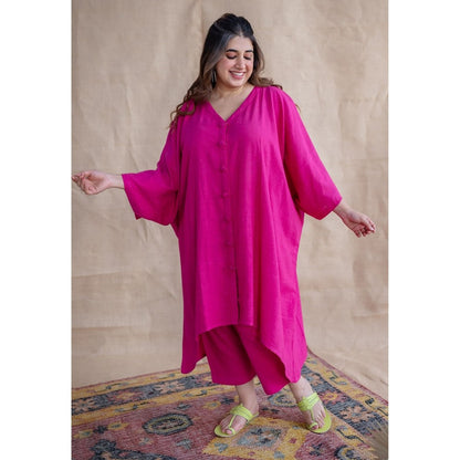 The Indian Ethnic Co. Pink Kala Cotton Kurta and Co-Ords Set
