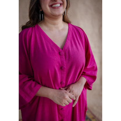 The Indian Ethnic Co. Pink Kala Cotton Kurta and Co-Ords Set