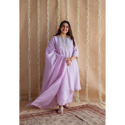 The Indian Ethnic Co. Chanderi Silk Gota Patti Kurta Pant and Dupatta