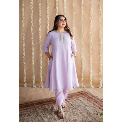 The Indian Ethnic Co. Chanderi Silk Gota Patti Kurta Pant and Dupatta