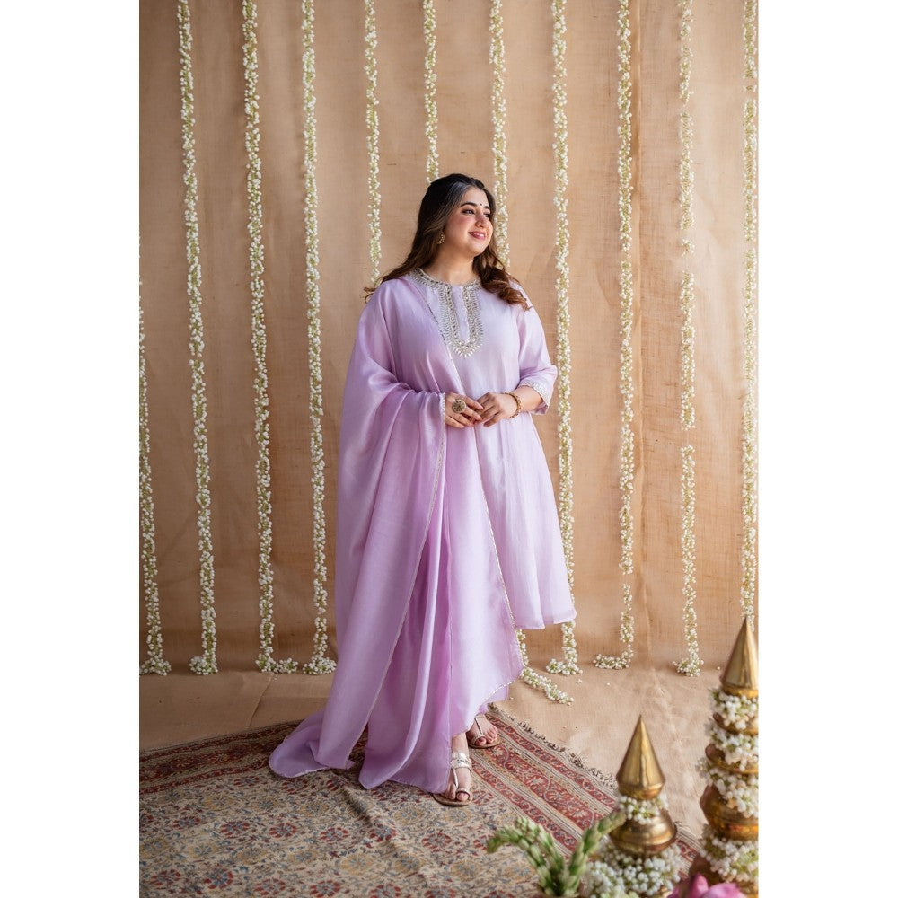 The Indian Ethnic Co. Chanderi Silk Gota Patti Kurta Pant and Dupatta