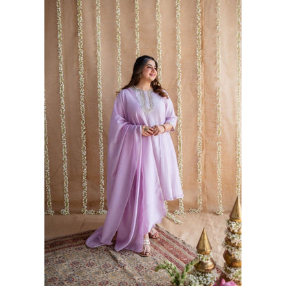The Indian Ethnic Co. Chanderi Silk Gota Patti Kurta Pant and Dupatta