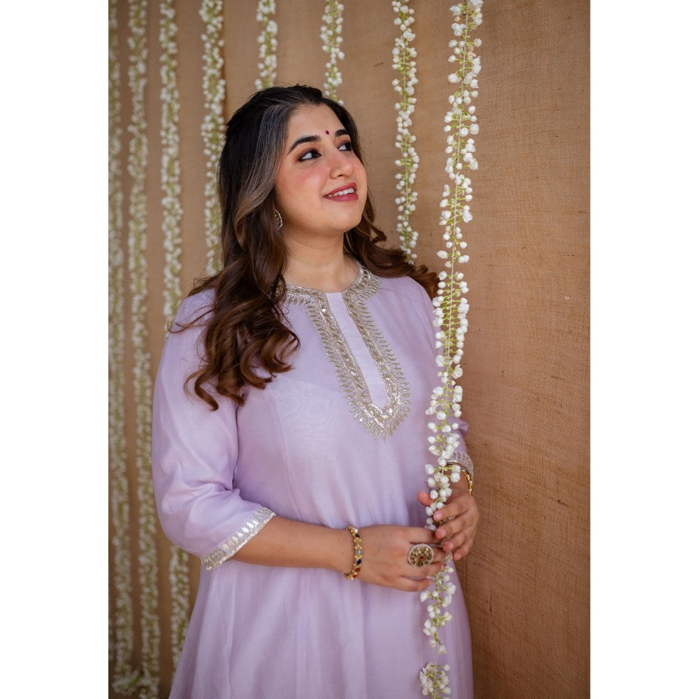 The Indian Ethnic Co. Chanderi Silk Gota Patti Kurta Pant and Dupatta