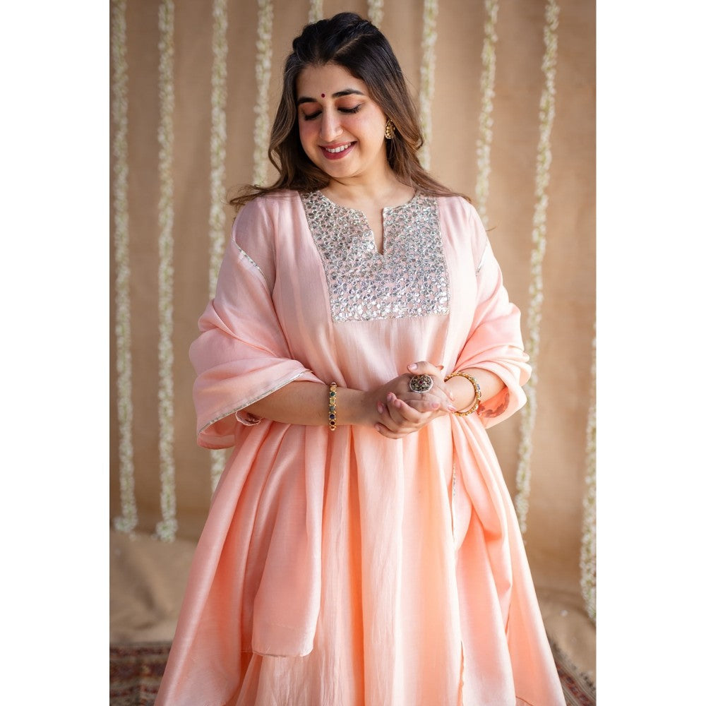 The Indian Ethnic Co. Chanderi Silk Gota Patti Kurta Pant and Dupatta