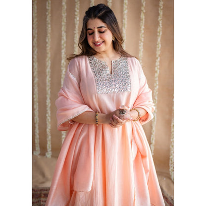 The Indian Ethnic Co. Chanderi Silk Gota Patti Kurta Pant and Dupatta