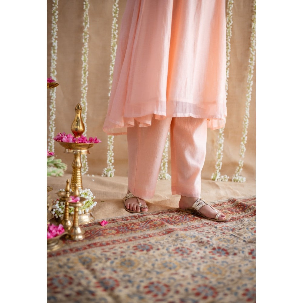 The Indian Ethnic Co. Chanderi Silk Gota Patti Kurta Pant and Dupatta
