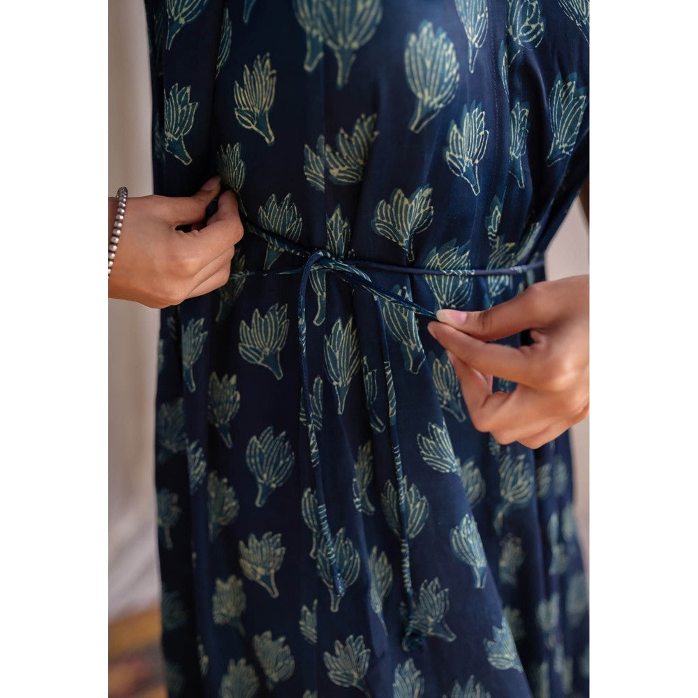 The Indian Ethnic Co. Teal Green Modal Dabu Dress