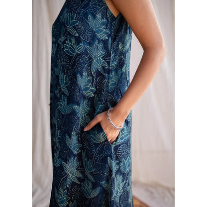 The Indian Ethnic Co. Teal Green Modal Dabu Dress