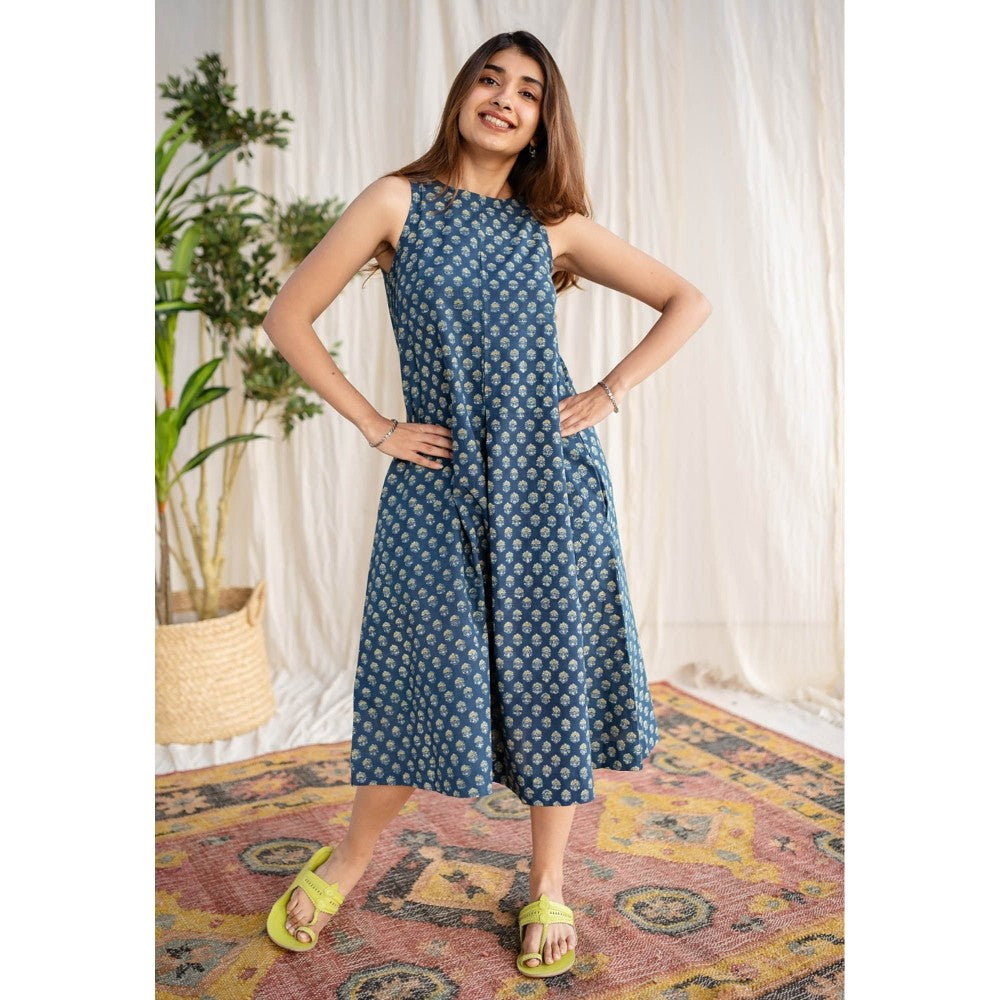 The Indian Ethnic Co. Indigo Ajrakh Cotton Dress