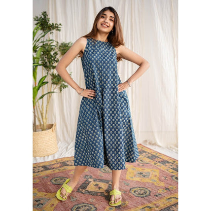 The Indian Ethnic Co. Indigo Ajrakh Cotton Dress