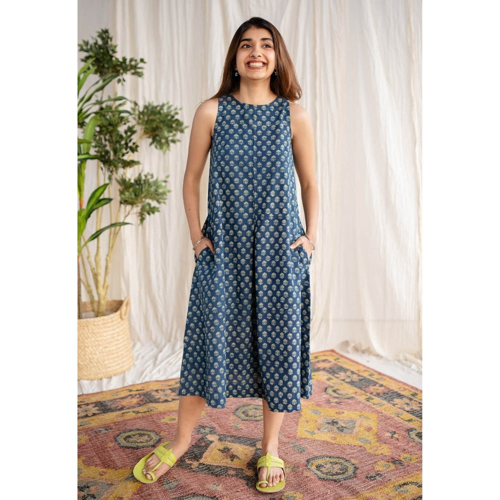 The Indian Ethnic Co. Indigo Ajrakh Cotton Dress