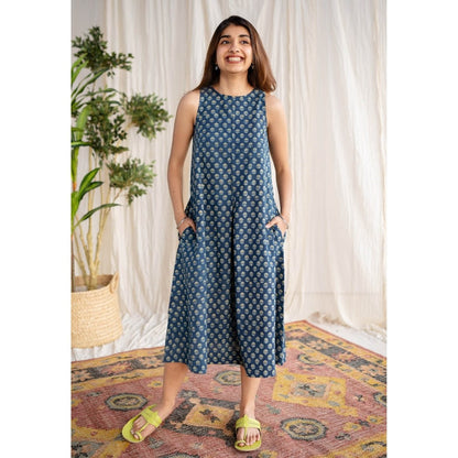 The Indian Ethnic Co. Indigo Ajrakh Cotton Dress