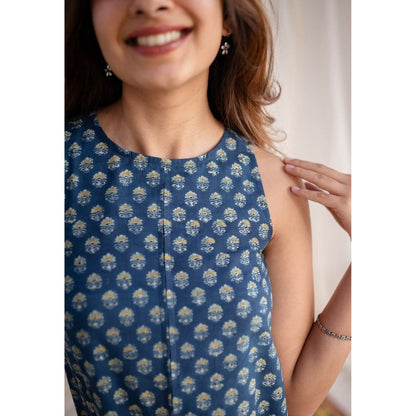 The Indian Ethnic Co. Indigo Ajrakh Cotton Dress