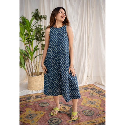 The Indian Ethnic Co. Indigo Ajrakh Cotton Dress