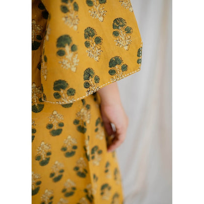 The Indian Ethnic Co. Mustard Ajrakh Cotton Dress
