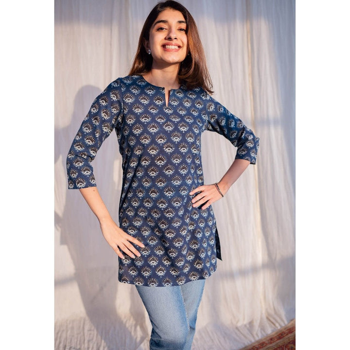 The Indian Ethnic Co. Indigo Ajrakh Cotton Kurti