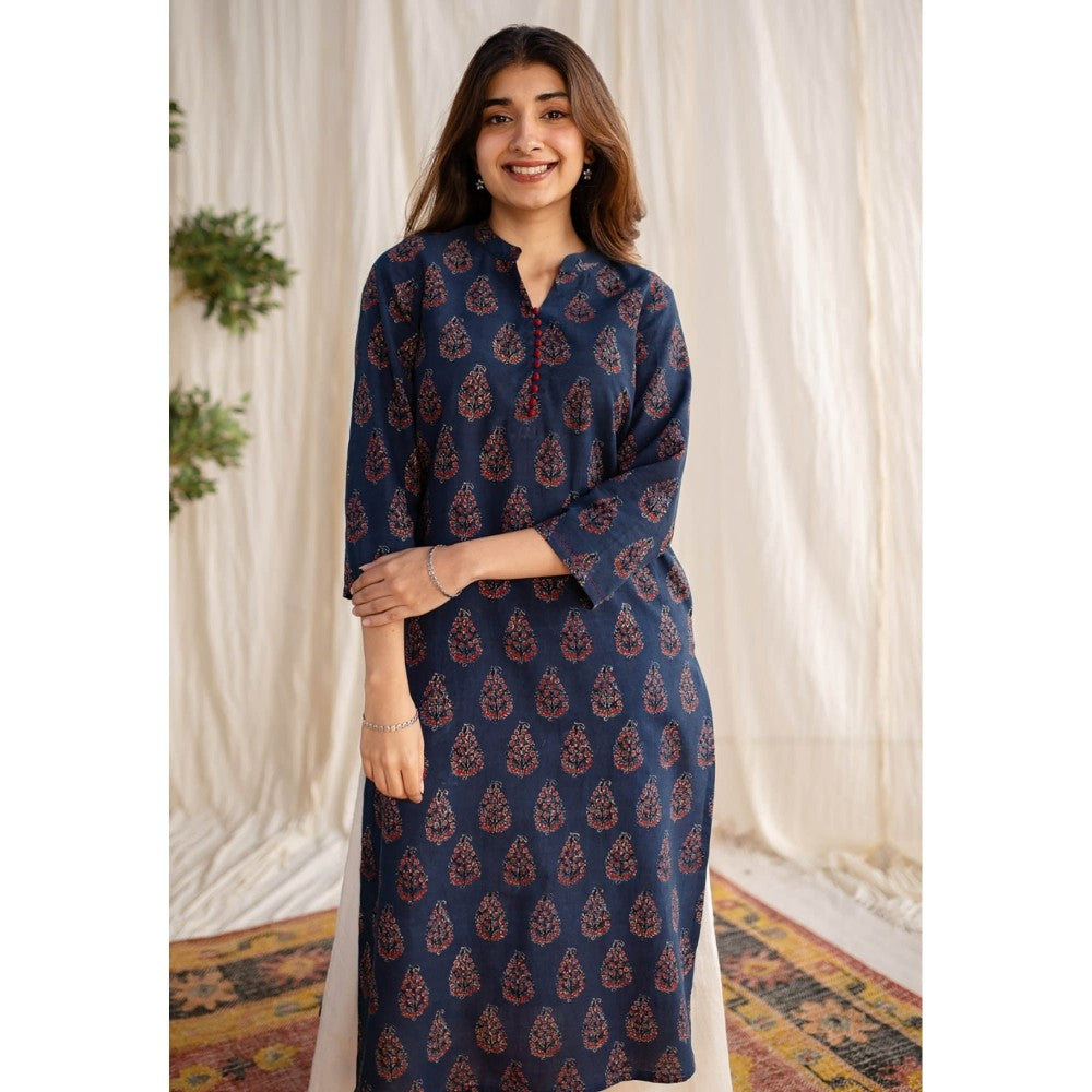 The Indian Ethnic Co. Indigo Ajrakh Cotton Kurta