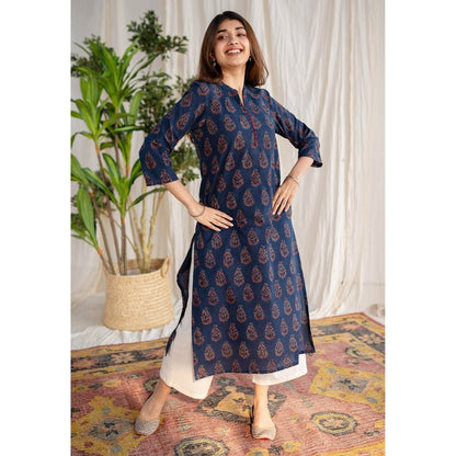 The Indian Ethnic Co. Indigo Ajrakh Cotton Kurta