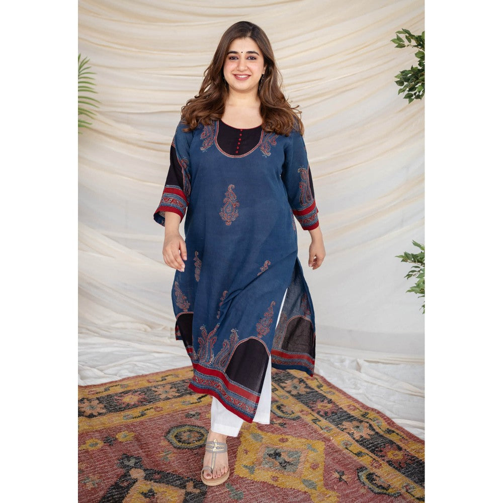 The Indian Ethnic Co. Indigo Ajrakh Cotton Kurta