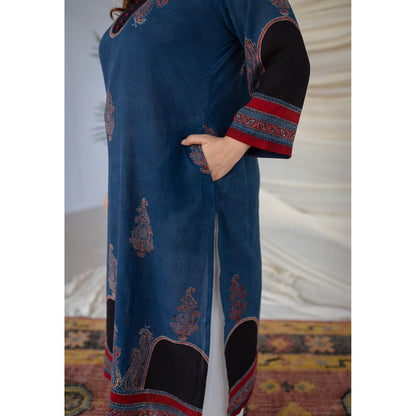 The Indian Ethnic Co. Indigo Ajrakh Cotton Kurta