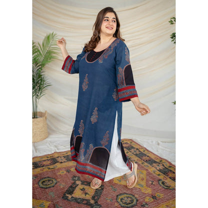 The Indian Ethnic Co. Indigo Ajrakh Cotton Kurta