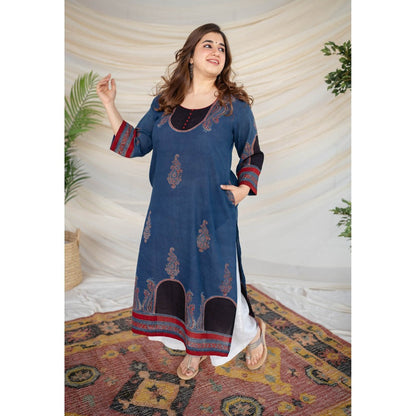 The Indian Ethnic Co. Indigo Ajrakh Cotton Kurta