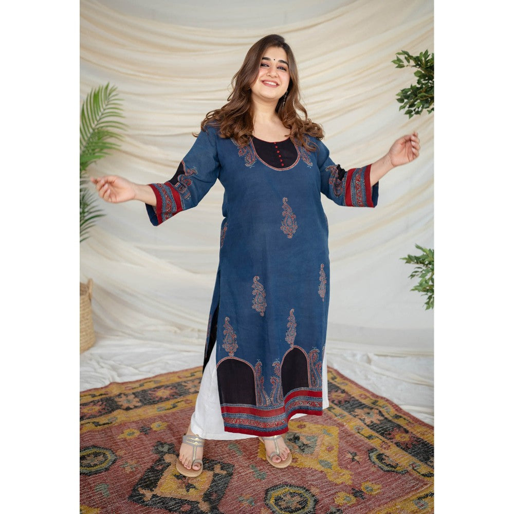 The Indian Ethnic Co. Indigo Ajrakh Cotton Kurta