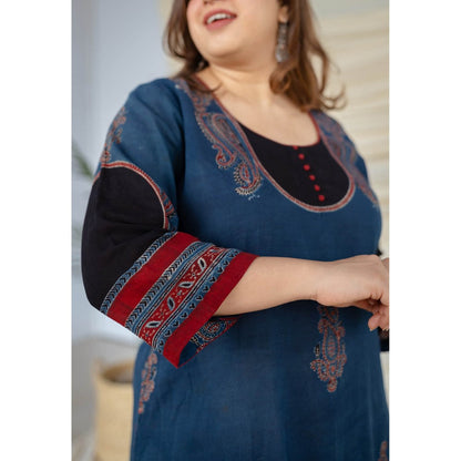 The Indian Ethnic Co. Indigo Ajrakh Cotton Kurta