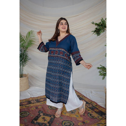 The Indian Ethnic Co. Indigo Ajrakh Cotton Kurta