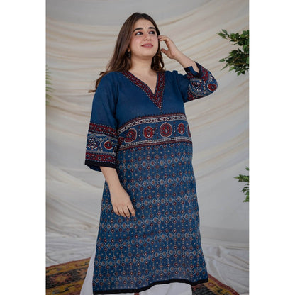 The Indian Ethnic Co. Indigo Ajrakh Cotton Kurta