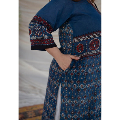 The Indian Ethnic Co. Indigo Ajrakh Cotton Kurta