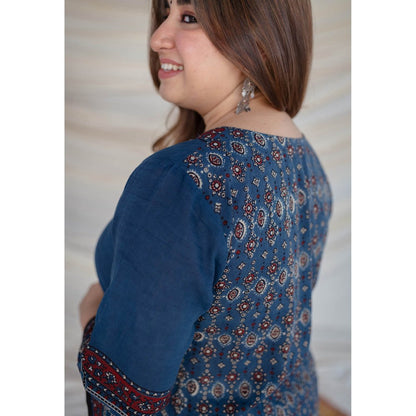 The Indian Ethnic Co. Indigo Ajrakh Cotton Kurta