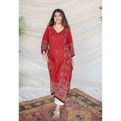 The Indian Ethnic Co. Madder Ajrakh Cotton Kurta
