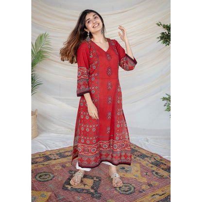 The Indian Ethnic Co. Madder Ajrakh Cotton Kurta