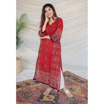 The Indian Ethnic Co. Madder Ajrakh Cotton Kurta