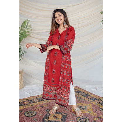 The Indian Ethnic Co. Madder Ajrakh Cotton Kurta