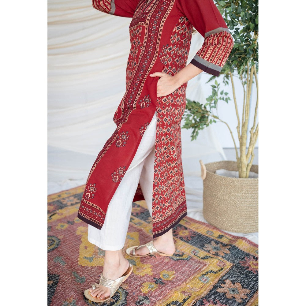 The Indian Ethnic Co. Madder Ajrakh Cotton Kurta