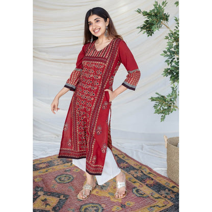 The Indian Ethnic Co. Madder Ajrakh Cotton Kurta